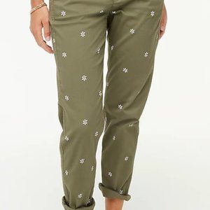 J Crew Factory daisy print high rise chino pant